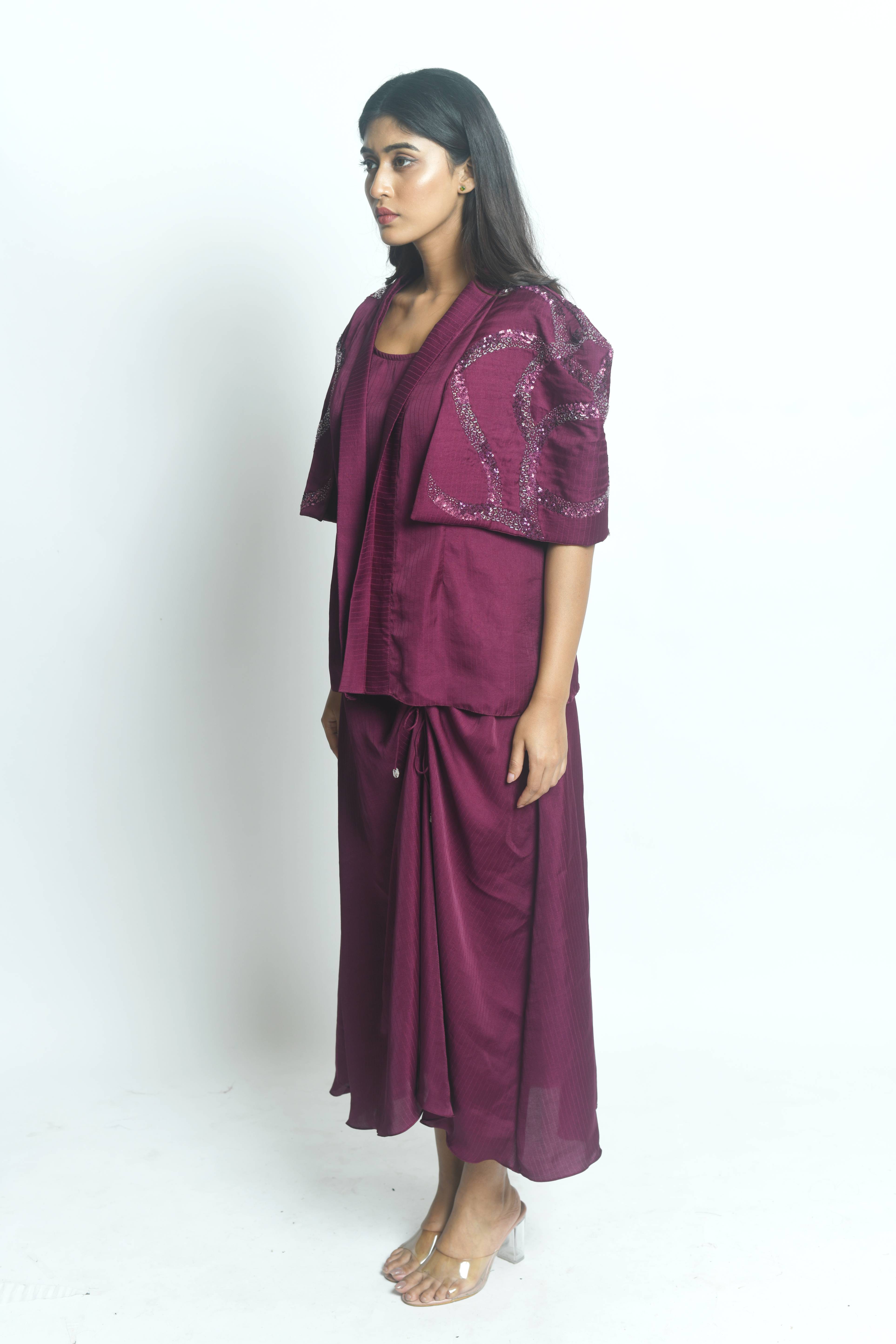 Tucked-in slip dress with Embellished jacket - 1476