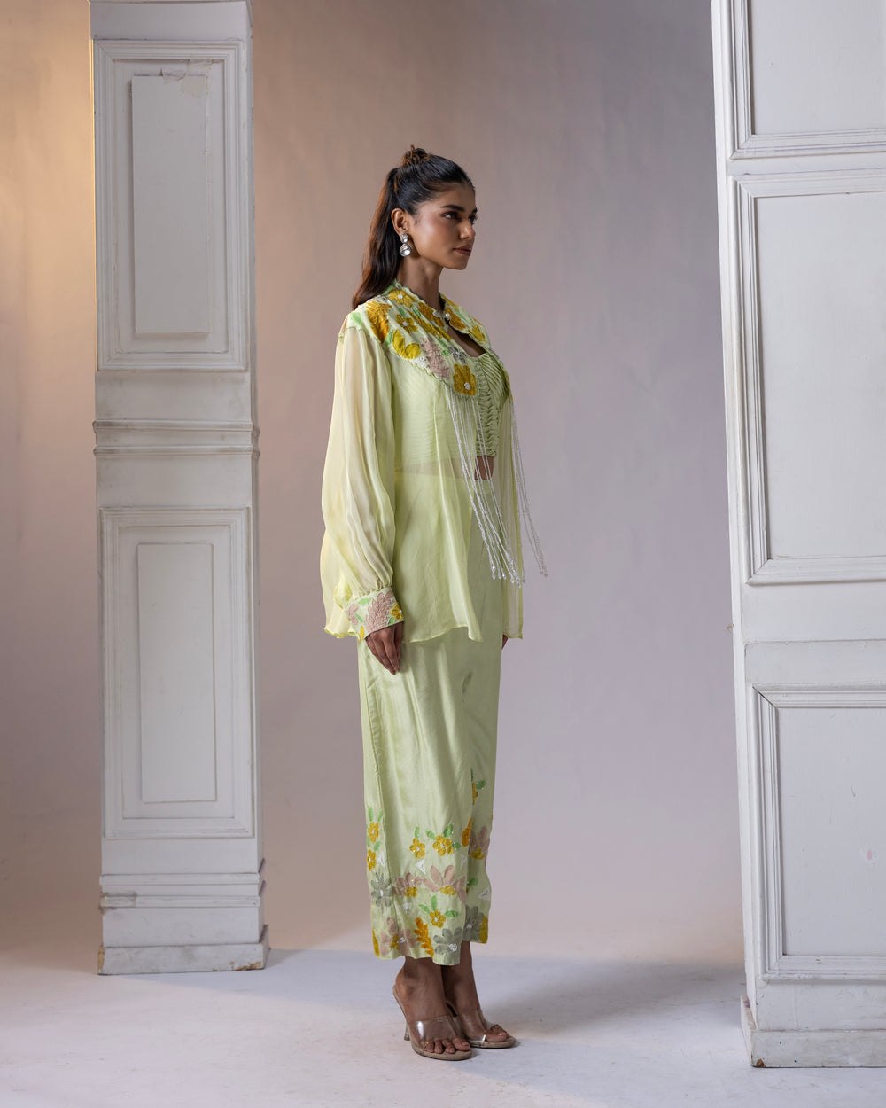 Hand-painted cape style jacket with handpainted pants - 1545