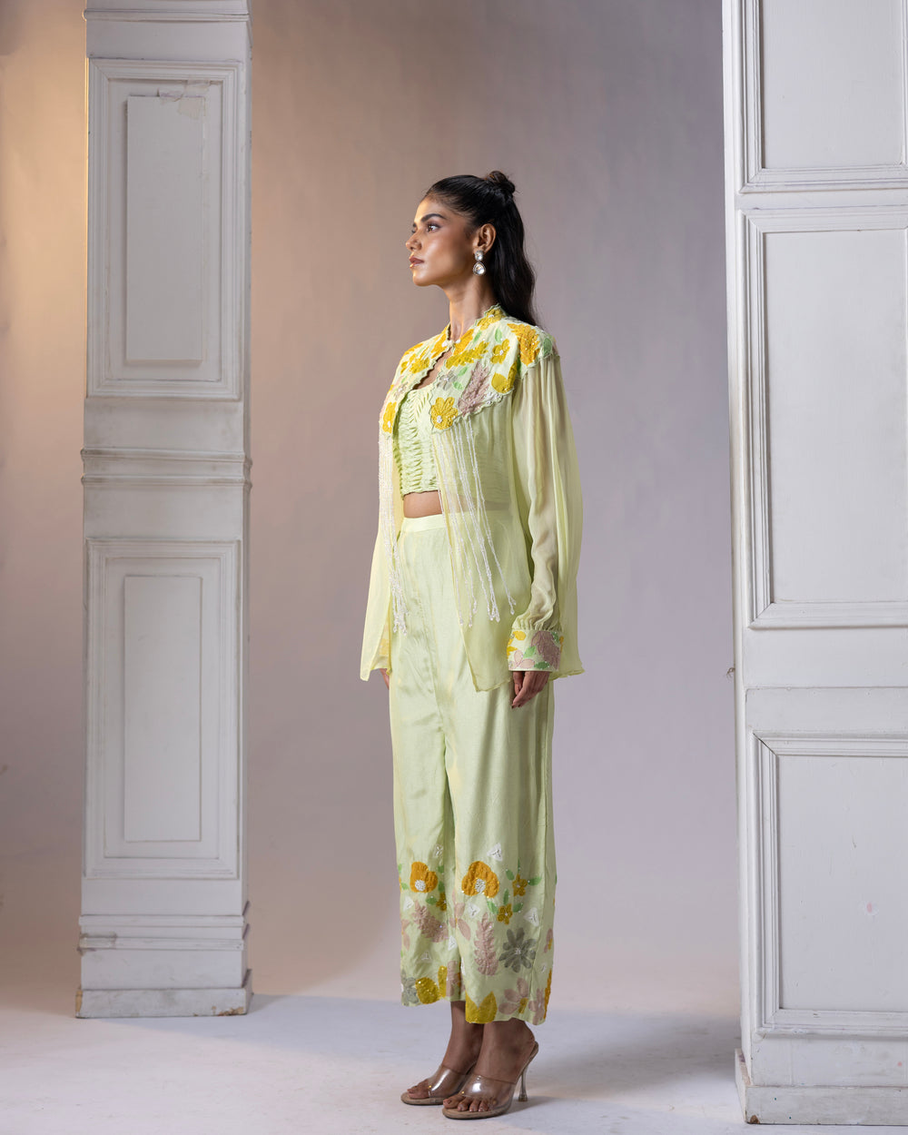 Hand-painted cape style jacket with handpainted pants - 1545