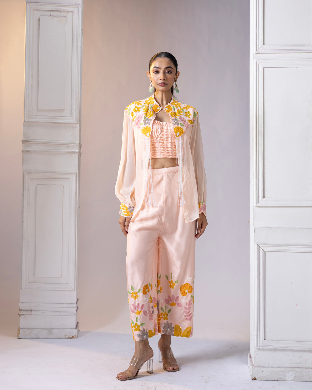 Hand-painted cape style jacket with handpainted pants - 1545