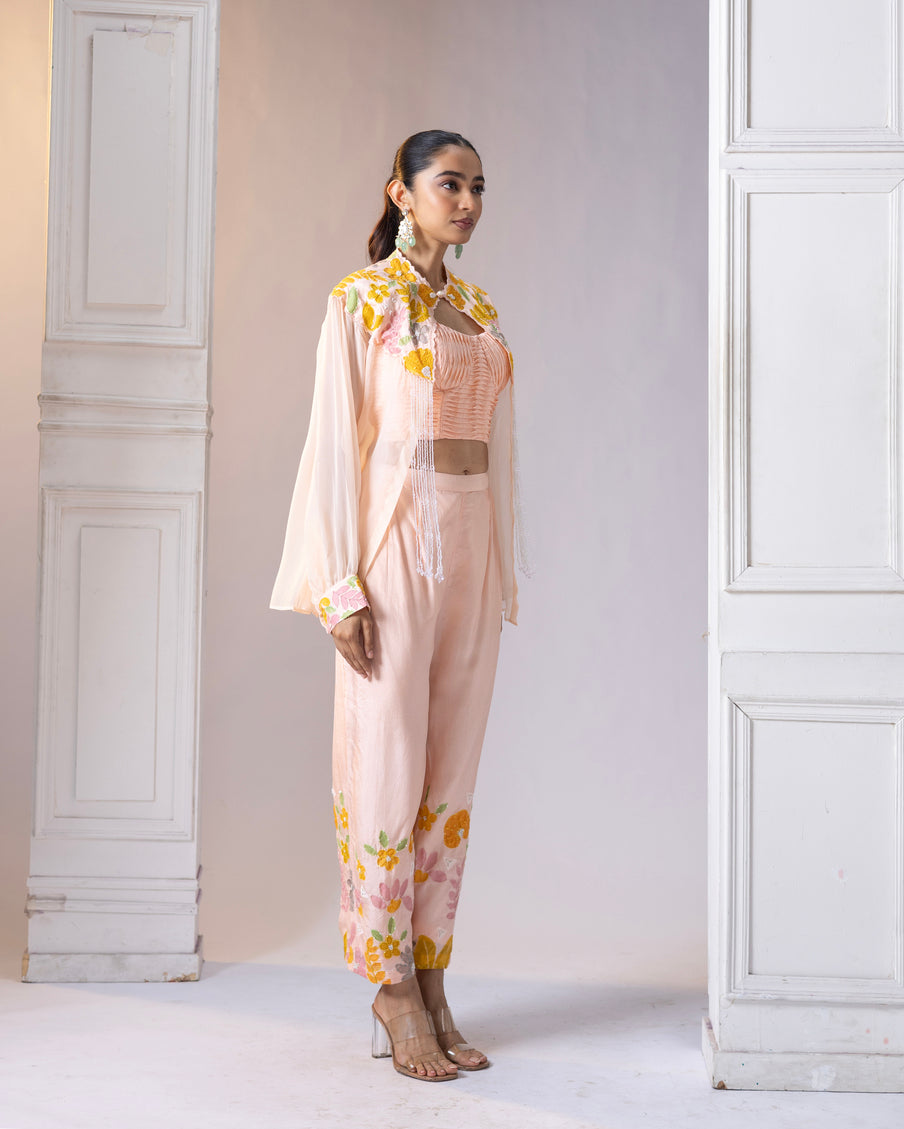 Hand-painted cape style jacket with handpainted pants - 1545