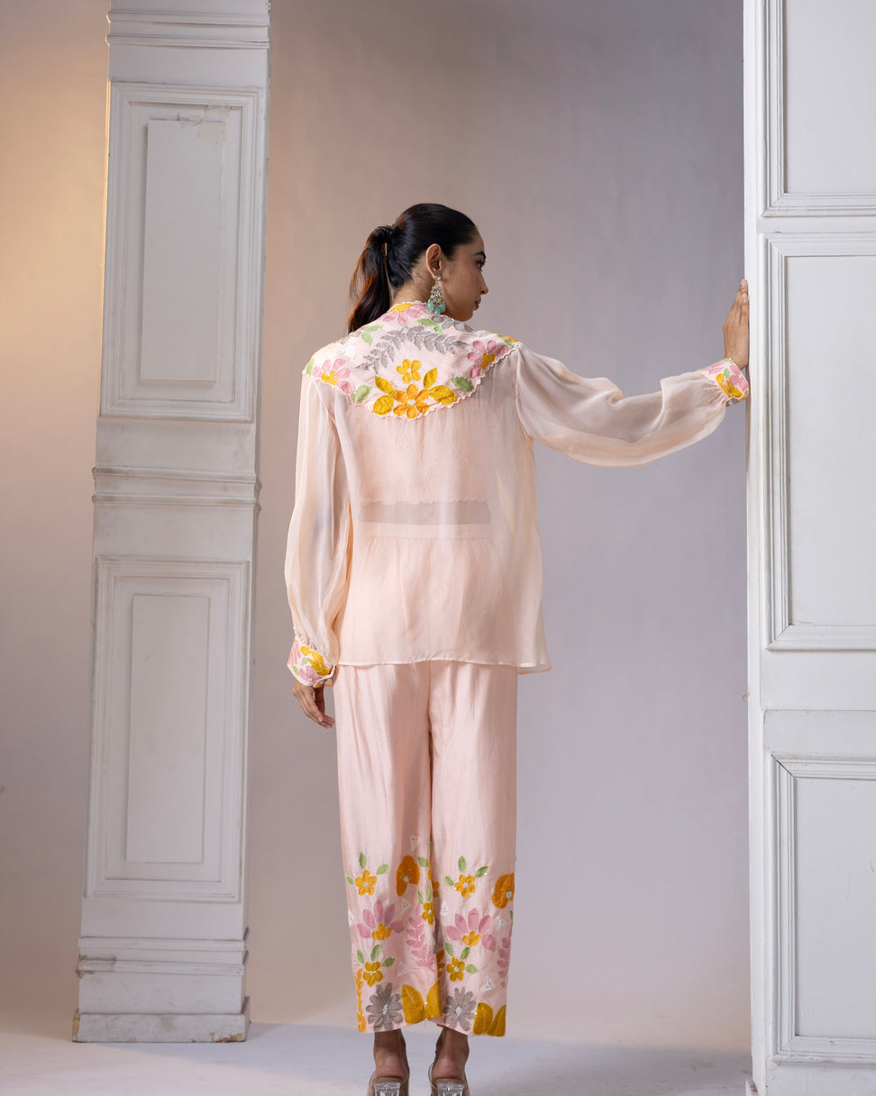 Hand-painted cape style jacket with handpainted pants - 1545