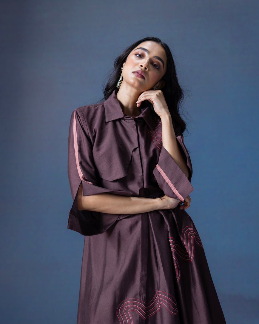 Straight Fit A-Line cotton dress with flap style - 1558 MadaSasa Straight Fit A-Line cotton dress with flap style - 1558 MadaSasa