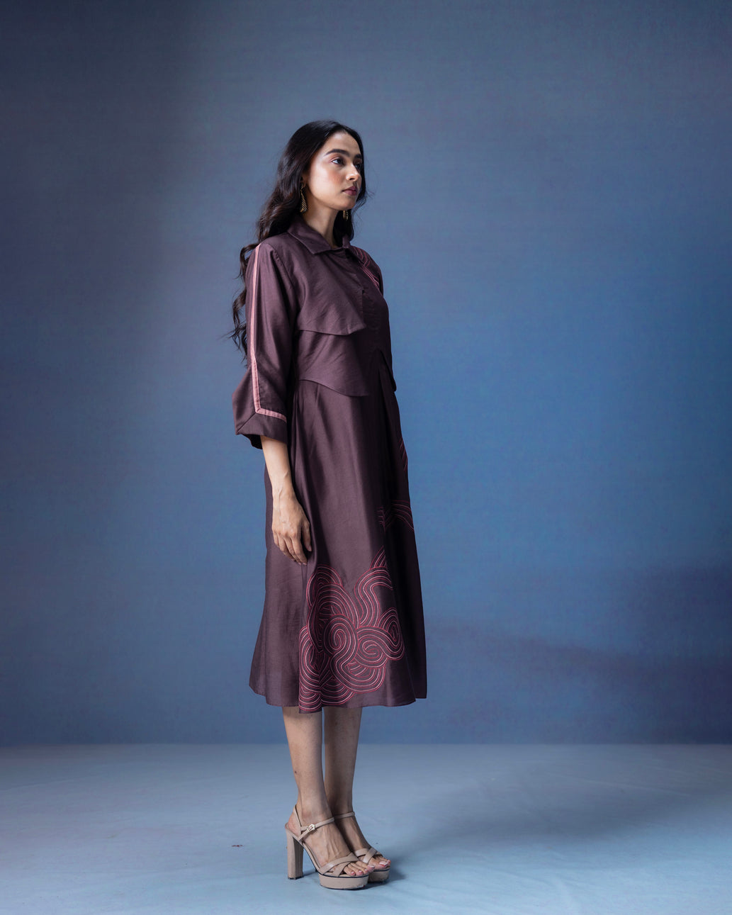 Straight Fit A-Line cotton dress with flap style - 1558 MadaSasa Straight Fit A-Line cotton dress with flap style - 1558 MadaSasa