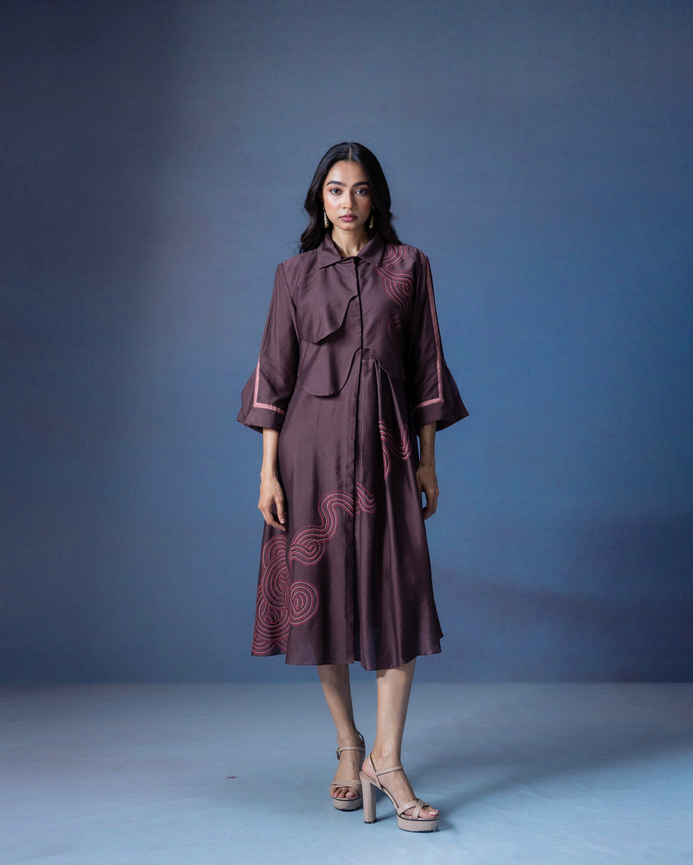 Straight Fit A-Line cotton dress with flap style - 1558 MadaSasa Straight Fit A-Line cotton dress with flap style - 1558 MadaSasa
