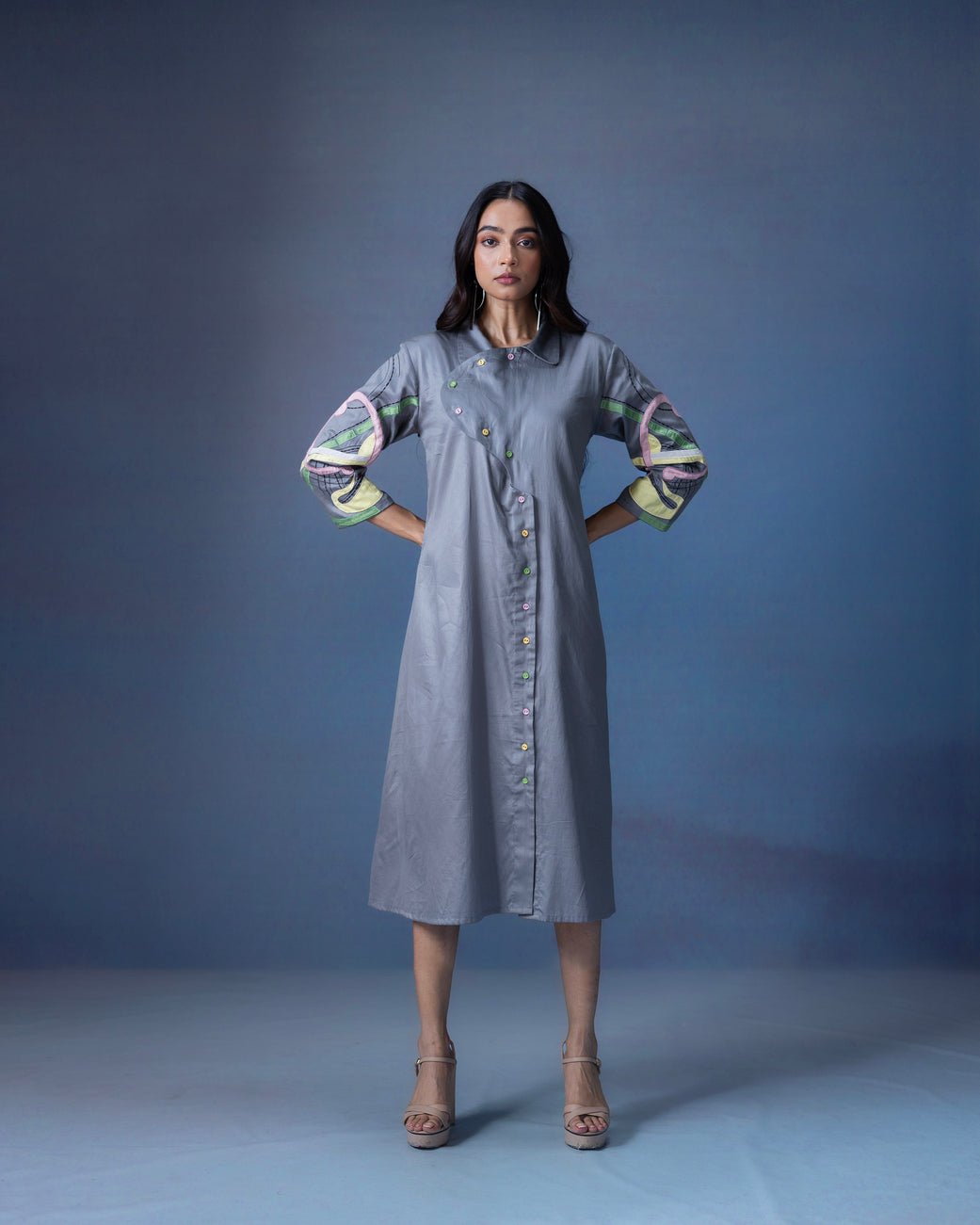 Cotton straight fit one piece with a front twist flap - 1560 MadaSasa Cotton straight fit one piece with a front twist flap - 1560 MadaSasa