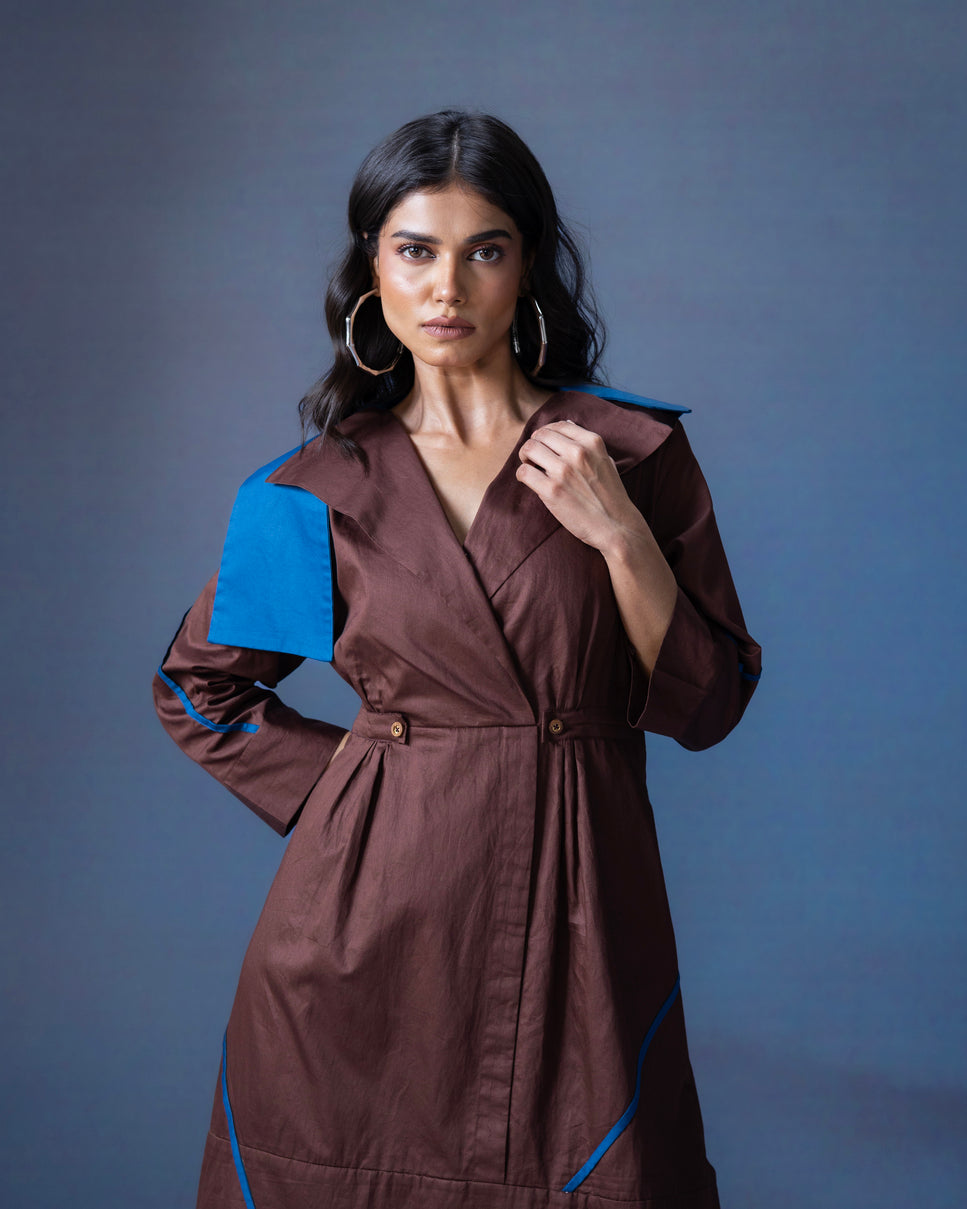 A-line one piece dress with lapel collar - 1562 MadaSasa A-line one piece dress with lapel collar - 1562 MadaSasa