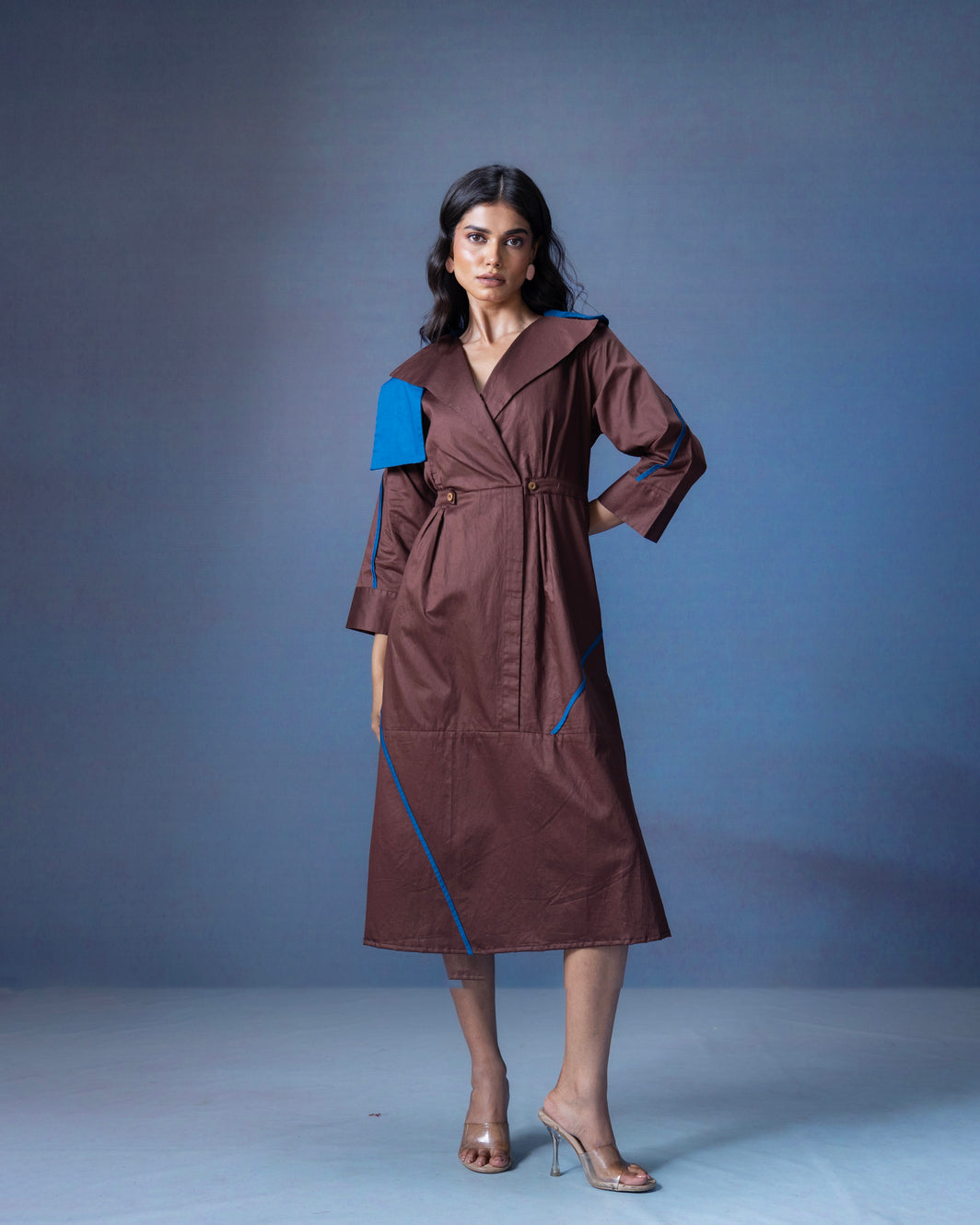 A-line one piece dress with lapel collar - 1562 MadaSasa A-line one piece dress with lapel collar - 1562 MadaSasa