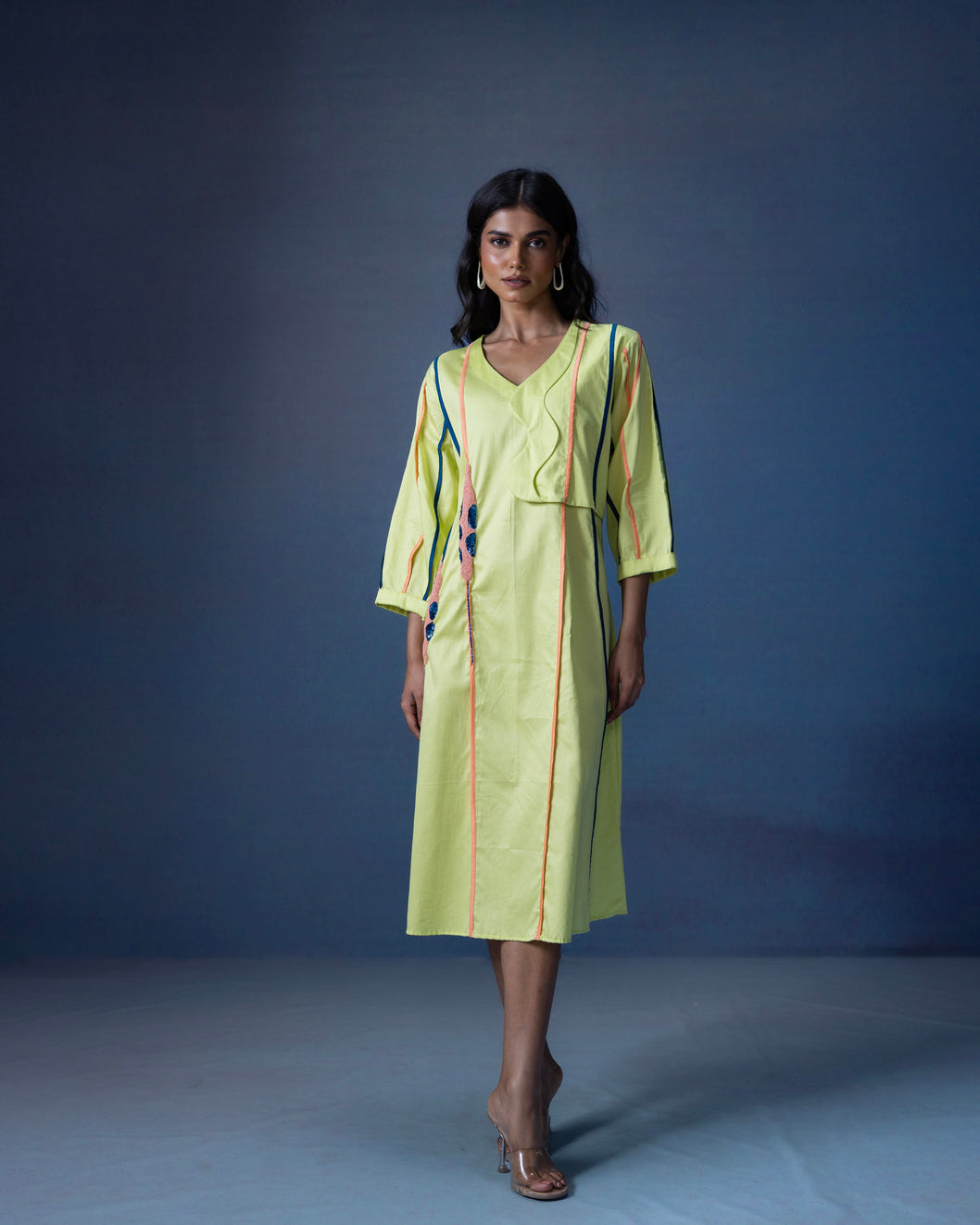 Straight fit dress with stylish flap