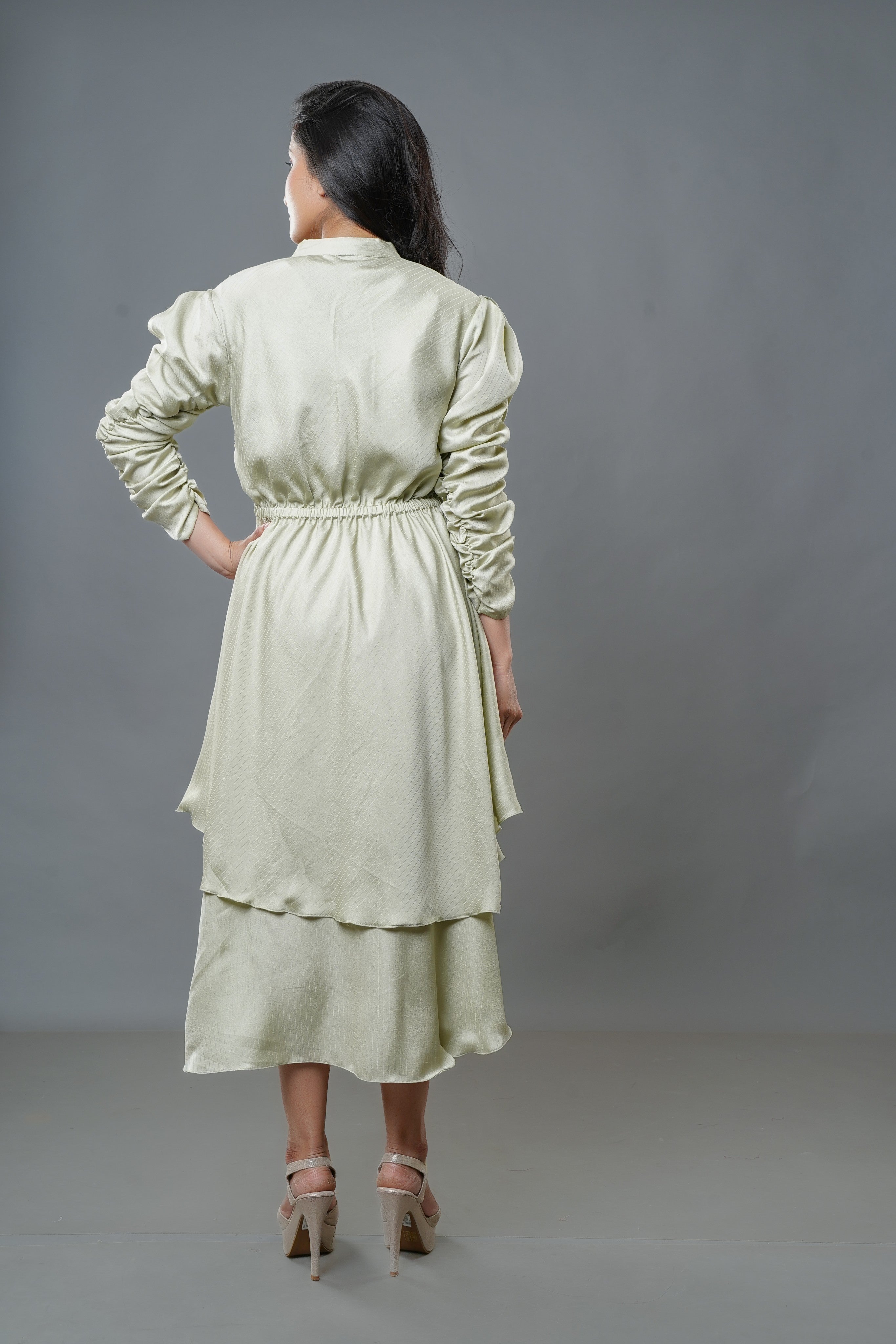 Embellished Cape-Styled Dress-1405